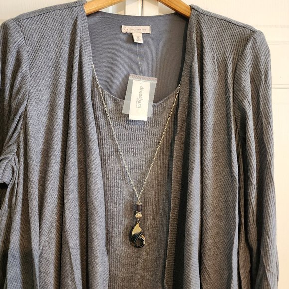 NWT Dressbarn Women's Gray Tiered Sweater Dress - Picture 2 of 7